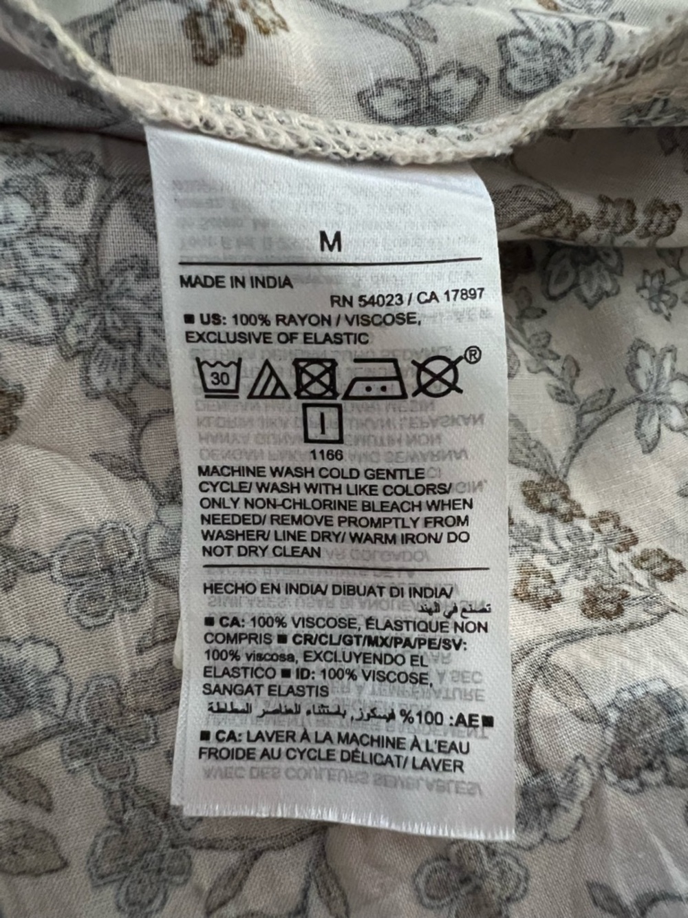 Old Navy Beige & Black Floral V-Neck Smocked Waist Sleeveless Dress Medium - Picture 4 of 9